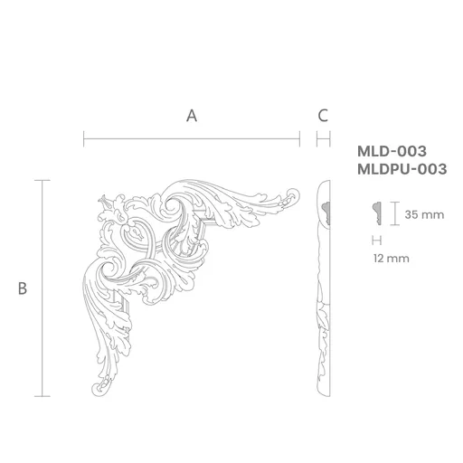 oak Unpainted corner applique